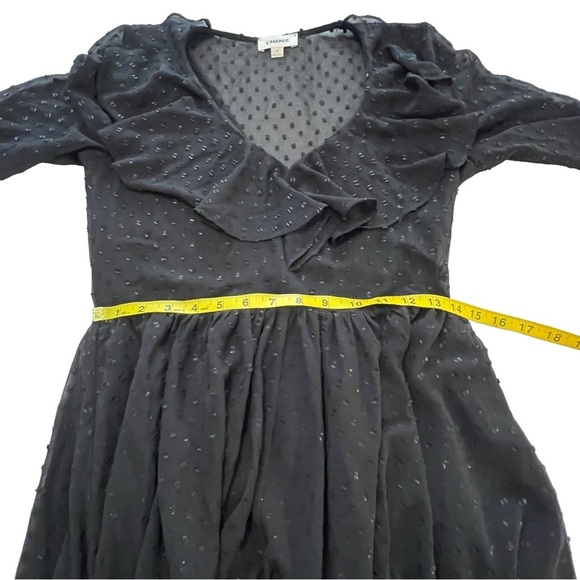 Gorgeous L’Agence Swiss Dot Long Sleeve Black Chiffon Mini Dress 2 whimsygoth - Picture 10 of 12